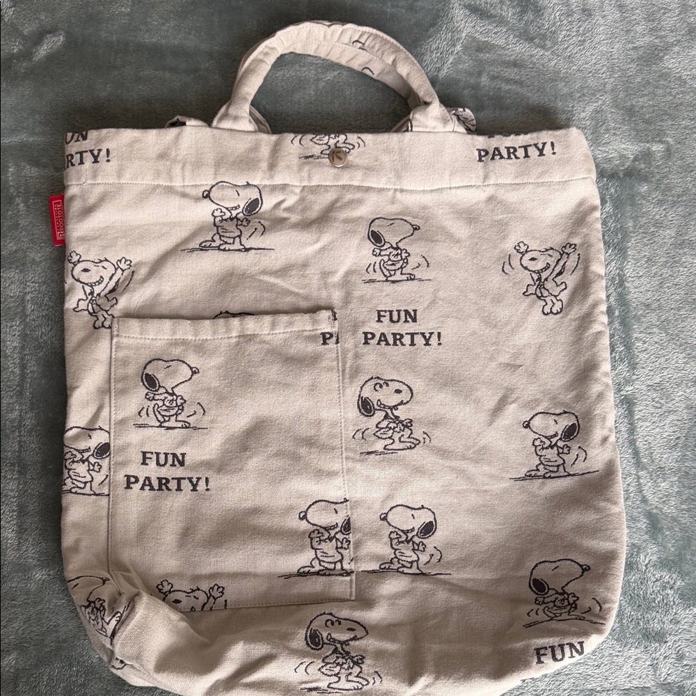 Snoopy 'Fun Party!' Canvas Tote Bag from Tokyo, Japan.